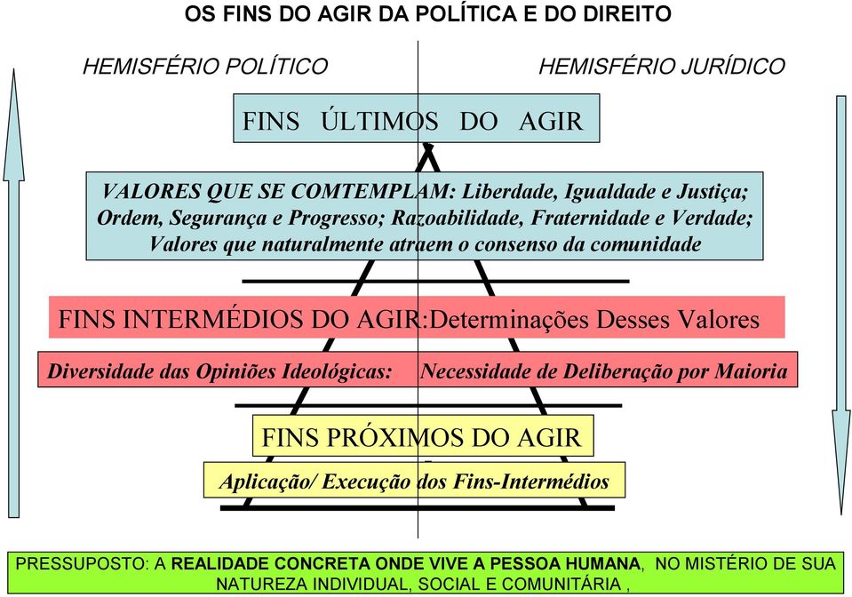 INTERMÉDIOS DO AGIR:Determinações Desses Valores Diversidade das Opiniões Ideológicas: Necessidade de Deliberação por Maioria FINS PRÓXIMOS DO AGIR