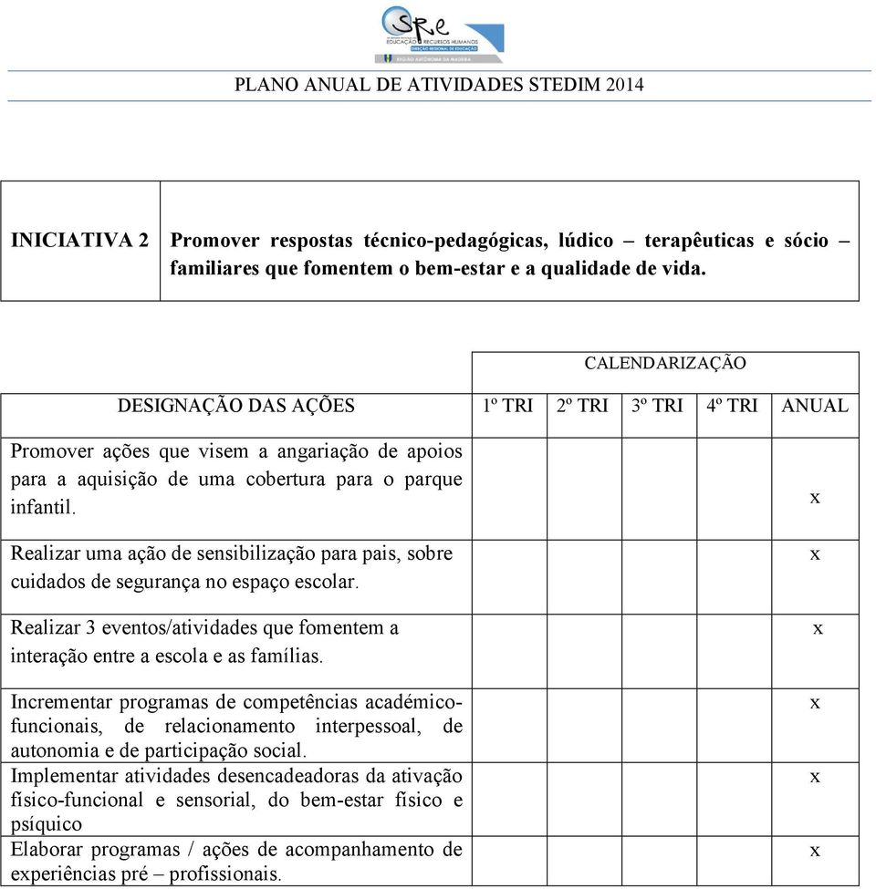 Realizar uma ação de sensibilização para pais, sobre cuidados de segurança no espaço escolar. Realizar 3 eventos/atividades que fomentem a interação entre a escola e as famílias.