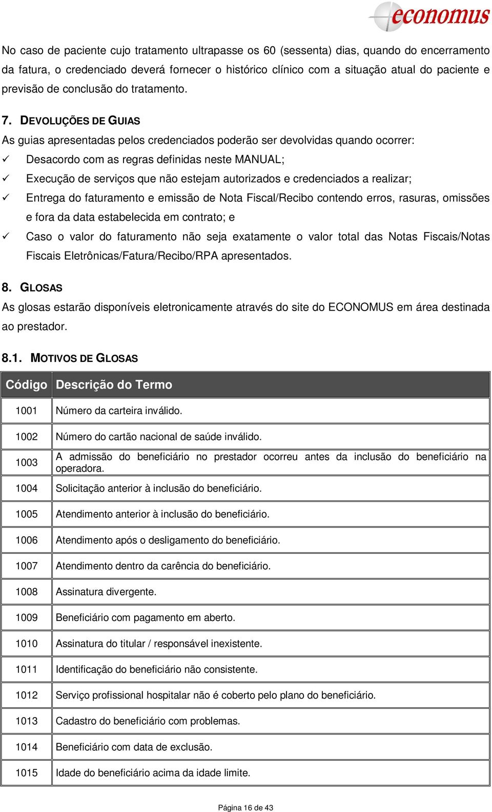 DEVOLUÇÕES DE GUIAS As guias apresentadas pelos credenciados poderão ser devolvidas quando ocorrer: Desacordo com as regras definidas neste MANUAL; Execução de serviços que não estejam autorizados e