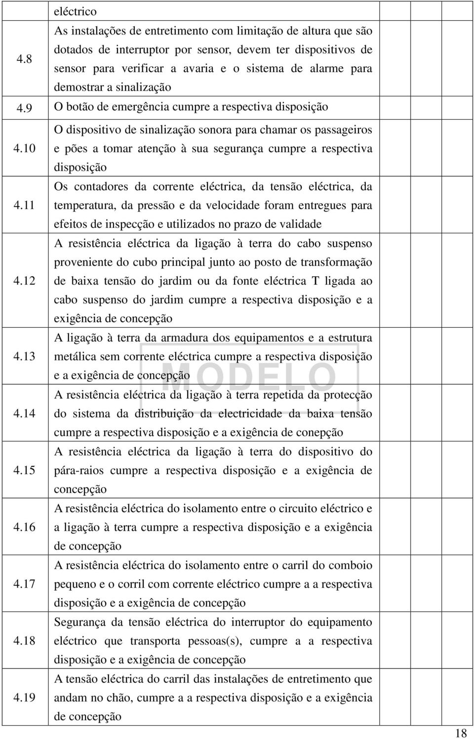 9 O botão de emergência cumpre a respectiva disposição O dispositivo de sinalização sonora para chamar os passageiros 4.