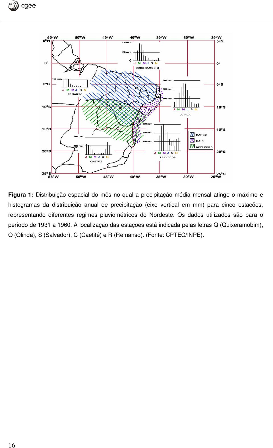 pluviométricos do Nordeste. Os dados utilizados são para o período de 1931 a 1960.