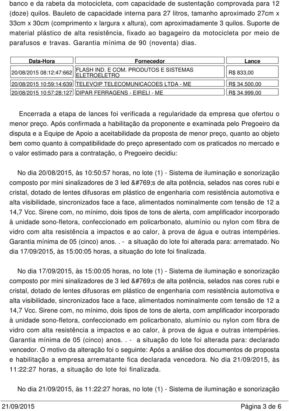 Suporte de material plástico de alta resistência, fixado ao bagageiro da motocicleta por meio de parafusos e travas. Garantia mínima de 90 (noventa) dias.