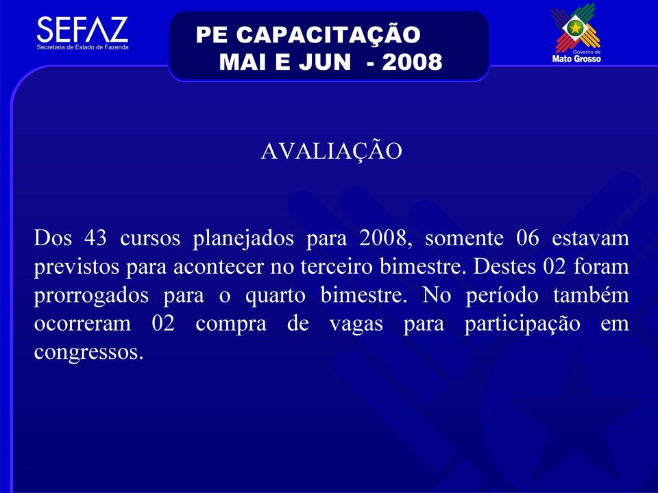 bimestre. Destes 02 foram prorrogados para o quarto bimestre.