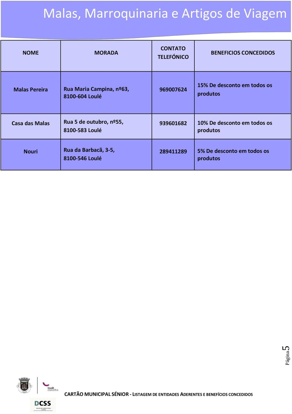 de outubro, nº55, 8100-583 Loulé 939601682 10% De desconto em todos os produtos