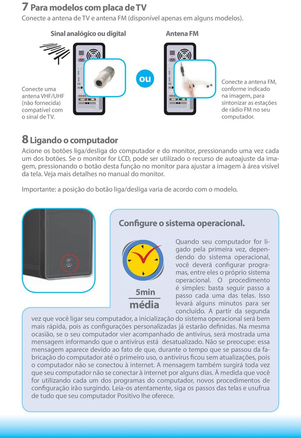 Conecte a antena FM, conforme indicado na imagem, para sintonizar as estações de rádio FM no seu computador.