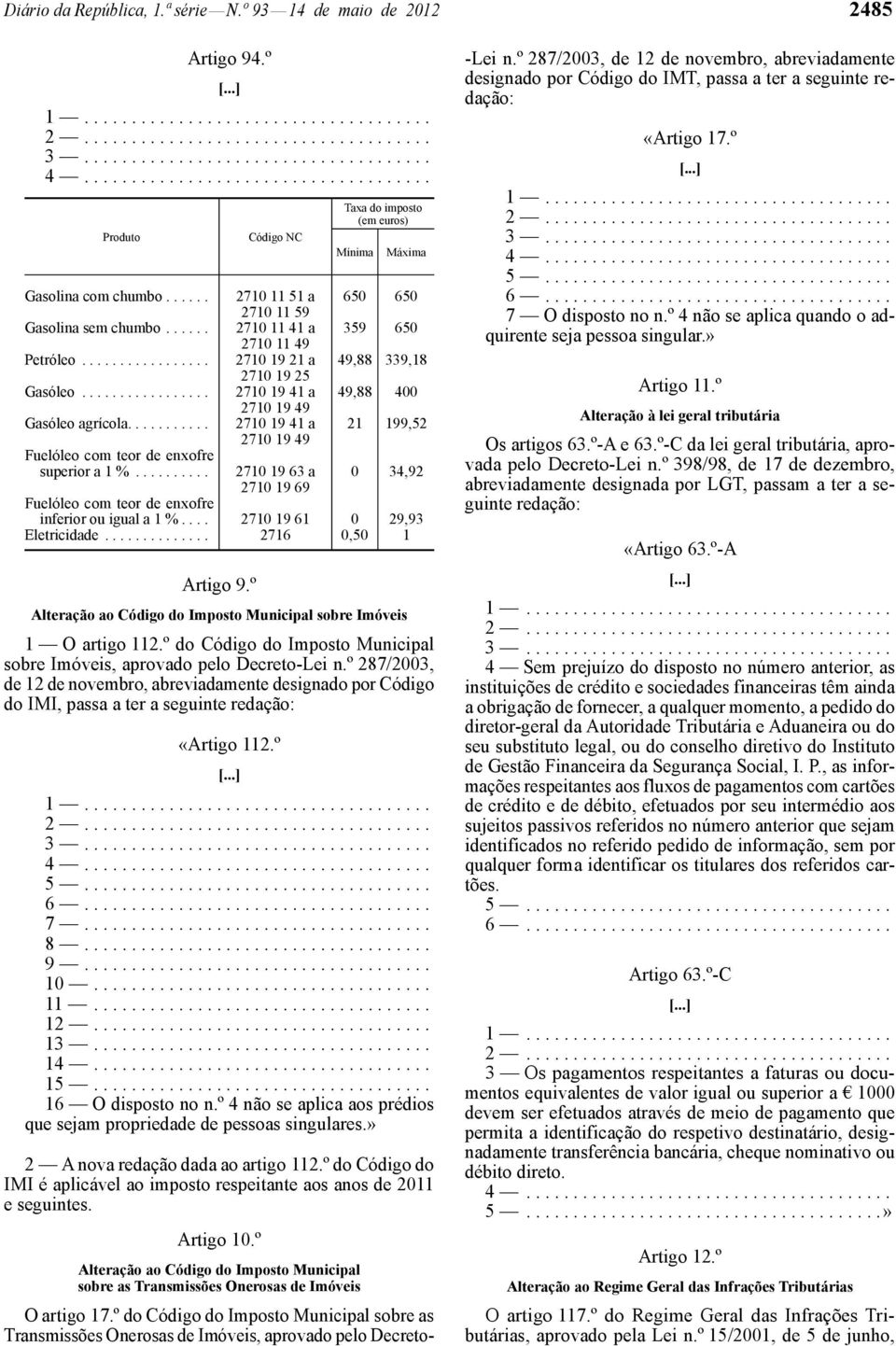 ......... Código NC 2710 11 51 a 2710 11 59 2710 11 41 a 2710 11 49 2710 19 21 a 2710 19 25 2710 19 41 a 2710 19 49 2710 19 41 a 2710 19 49 2710 19 63 a 2710 19 69 Taxa do imposto (em euros) Mínima