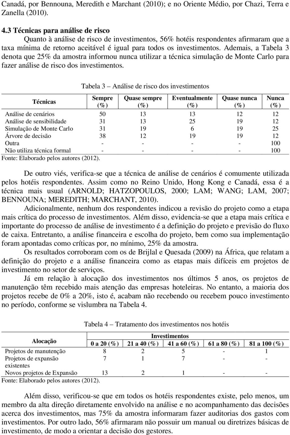 Ademais, a Tabela 3 denota que 25% da amostra informou nunca utilizar a técnica simulação de Monte Carlo para fazer análise de risco dos investimentos.