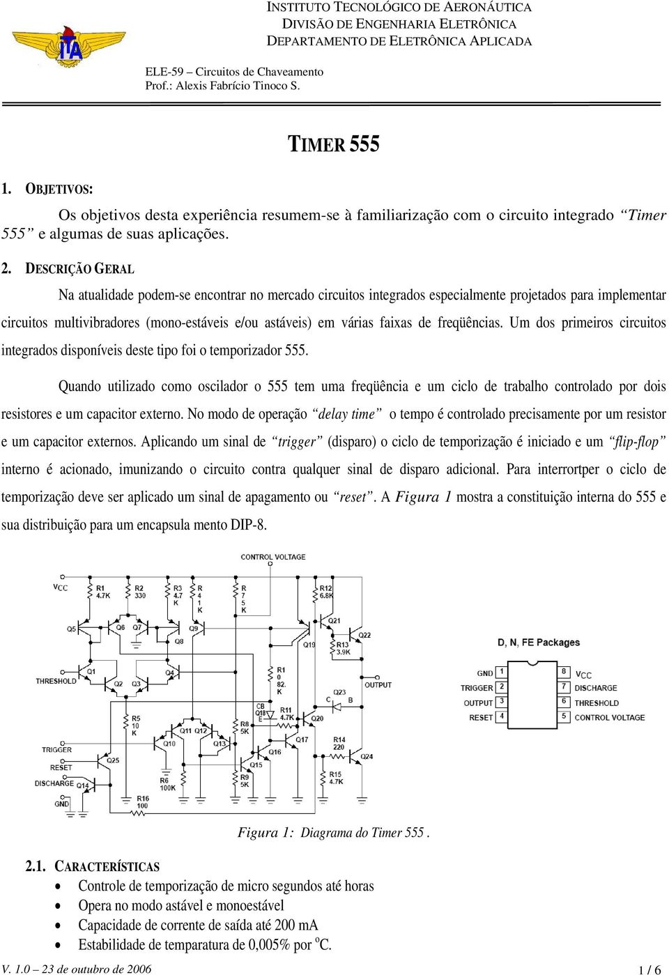 DESCRIÇÃO GERAL Na atualidade podem-se encontrar no mercado circuitos integrados especialmente projetados para implementar circuitos multivibradores (mono-estáveis e/ou astáveis) em várias faixas de