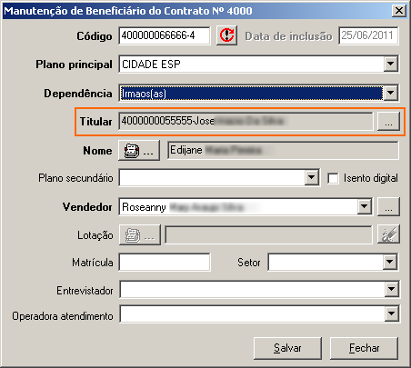 c) Após a alteração da regra de dependência, o nome do beneficiário estava sempre sendo apagado, causando transtornos operacionais.