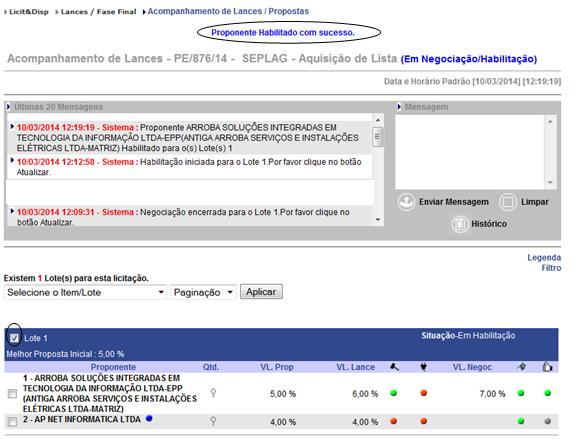 Passo 26: O pregoeiro deve marcar o checkbox referente ao item/ lote desejado e clicar em FECHAR HABILITAÇÃO.