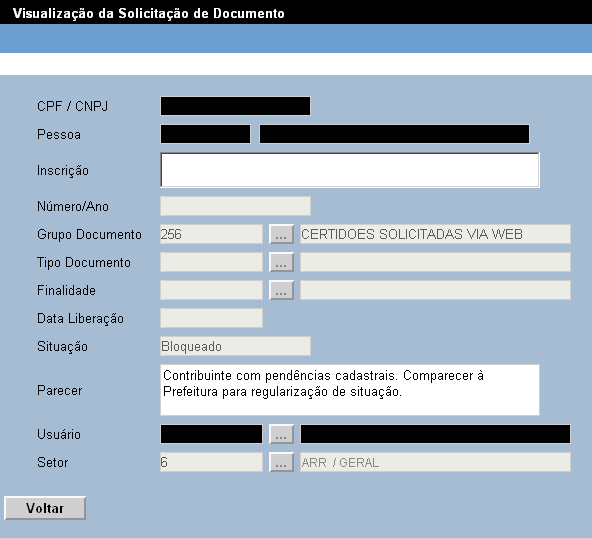 Para visualizar uma solicitação já feita, independente de seu parecer ou validade, são necessários os seguintes passos: 1.