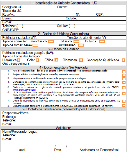 ANEXO II - FORMULÁRIO DE SOLICITAÇÃO DE ACESSO PARA MICROGERAÇÃO