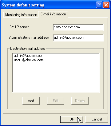 Capítulo 3 Operação básica Enviar e-mail com informação E-mail information Itens Descrição SMTP server... Define o endereço IP do servidor de mail SMTP ou hostname do servidor.