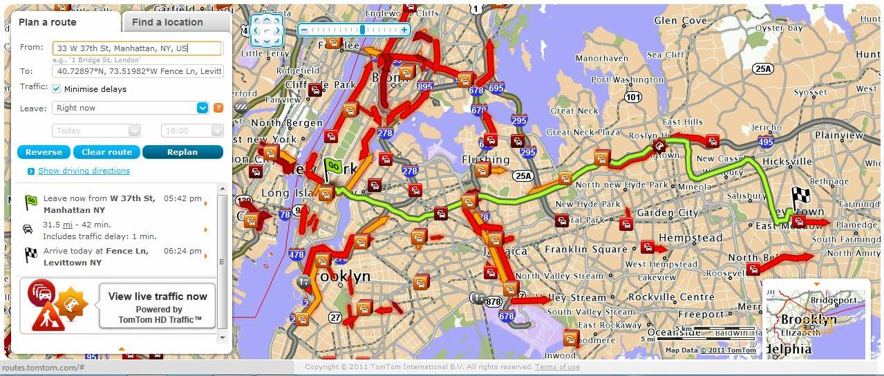 TomTom HD Traffic em Ação Histórico de 5 dias Nova Iorque 31 minutos Segunda 16 minutos 9