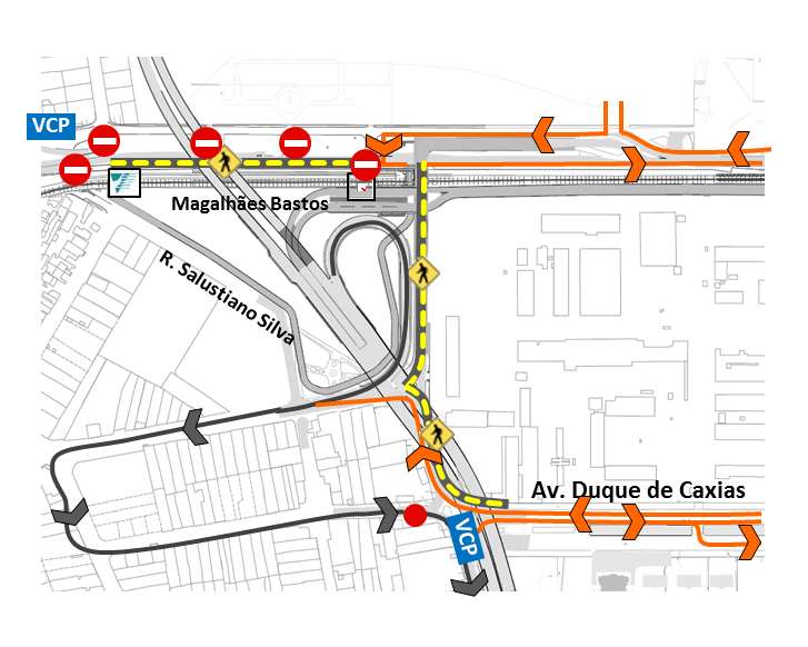 Deodoro - Detalhamento do Viaduto de Magalhães Bastos Trecho interditado para o tráfego