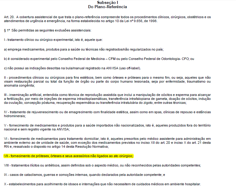 De uma forma geral, todos os materiais utilizados durante o ato cirúrgico dos procedimentos constantes no rol da ANS, são objetos de exclusão de cobertura.