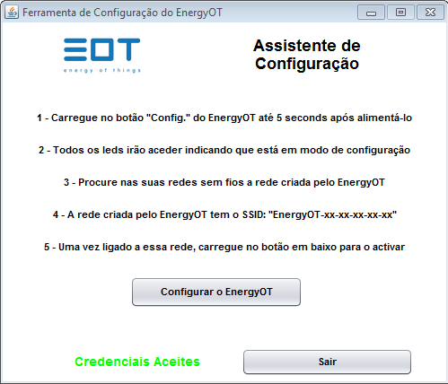 6. Siga as instruções das ferramentas de configuração. Resumidamente estas aplicações vão indicar-lhe para: a. Fazer login na aplicação com o email e a password de registo na plataforma my.eot.