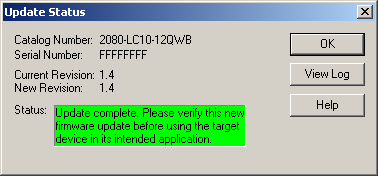 Apêndice C Inícios rápidos A próxima tela mostra o progresso do download. 7. Se você visualizar uma mensagem de erro em vez disso, verifique se o controlador está com falha ou no modo de operação.