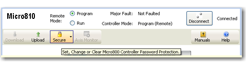 Inícios rápidos Apêndice C Configure a senha do controlador Defina, troque e apague a senha no controlador desejado por meio do software Connected Components Workbench.