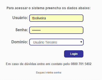 Para efetuar o login: Nome de usuário: o mesmo utilizado para acesso a rede da Defensoria Pública; Senha: definida pelo usuário.