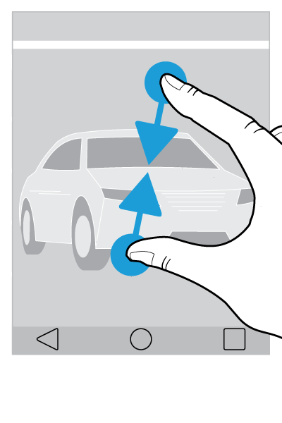 Configuração e aspetos básicos Para diminuir, junte dois dedos. Sugestão: Em alguns casos, pode tocar duas vezes para ampliar ou diminuir.