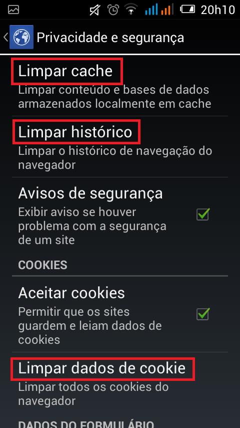 2. Exclua o link do download, http://tinyurl.com/masterdroid do histórico da navegação web.