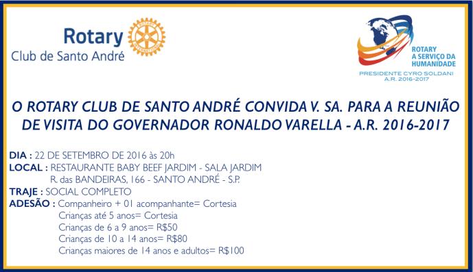 Convocamos todos os companheiros para a Assembleia Geral com o Governador Ronaldo Varella, AR 2016-2017, que será às