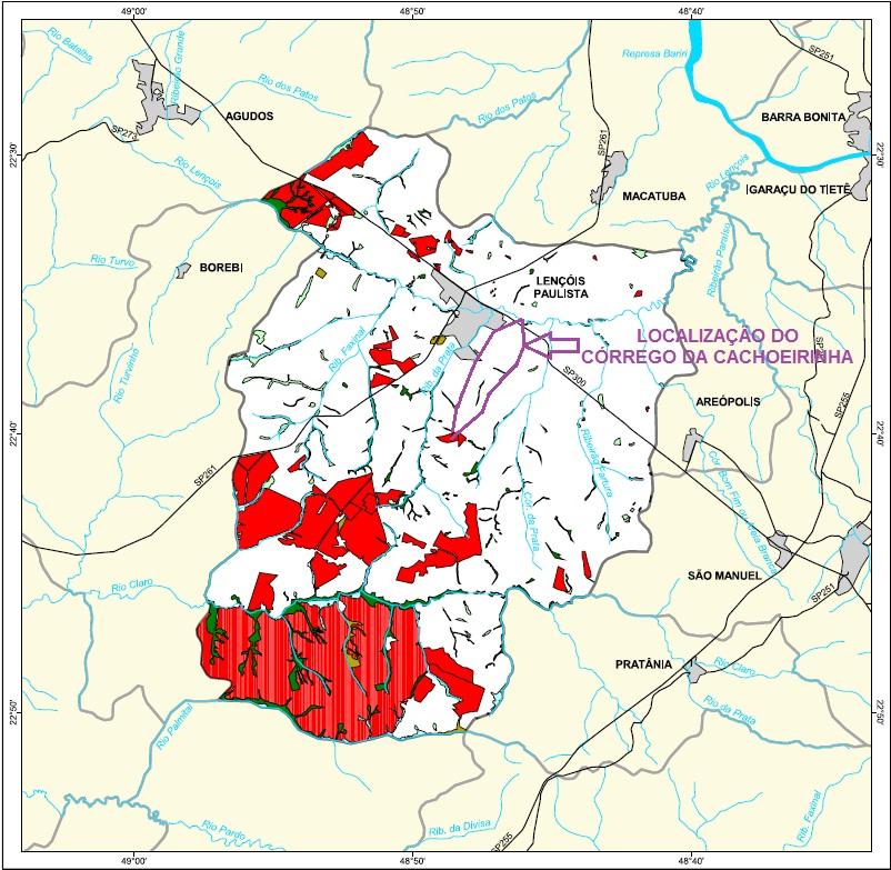 Figura 14 - Mapa florestal do Município de Lençóis Paulista. Fonte: SMA, 2005. Disponível em: http://www.