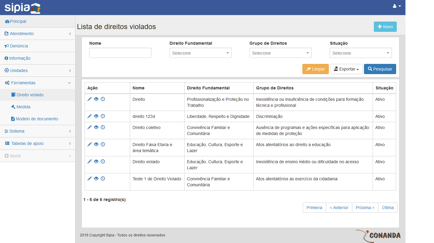 Quando o usuário seleciona a opção de visualizar modelo de documento na listagem o sistema exibi todos as informações daquele registro.