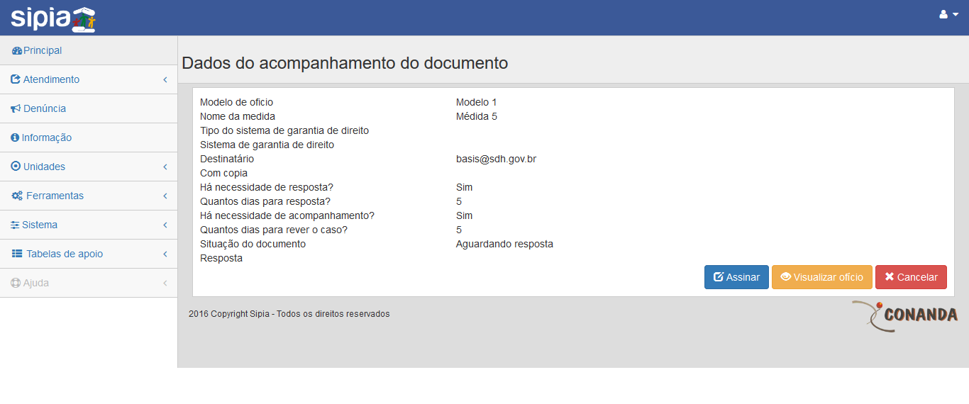 Quando o usuário aciona a opção gerar documento e preenche todos os campos obrigatórios então o sistema gera o documento