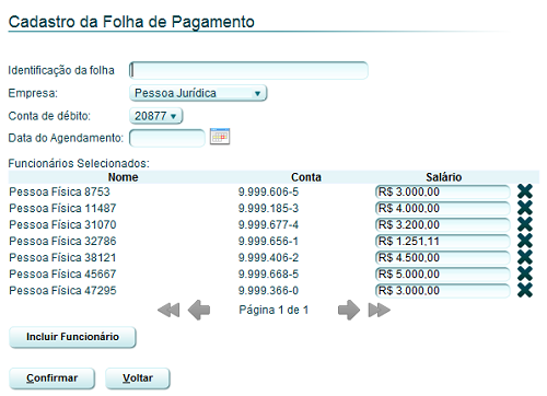 Para realizar a inclusão de uma nova folha de pagamentos, o usuário deverá clicar no botão INCLUIR, em seguida, deverá informar os seguintes campos: "Identificação da folha": Deverá informar o nome