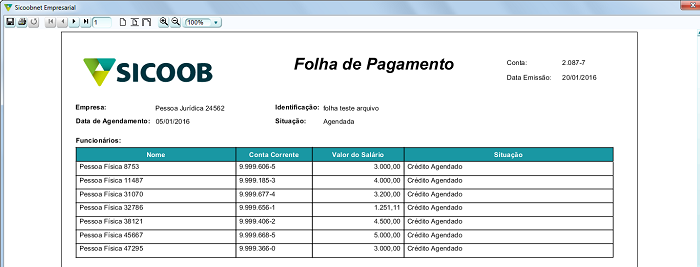 Para visualizar o acompanhamento detalhado de uma folha de pagamentos, o usuário deverá selecionar a folha de pagamento desejada e clicar no botão RELATÓRIO DE ACOMPANHAMENTO, em seguida, o sistema