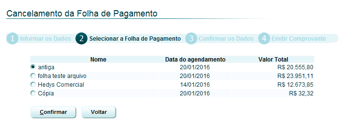 Após informar todos os campos, o usuário deverá clicar no botão CONSULTAR. O sistema exibirá os agendamentos realizados no período anteriormente informado.