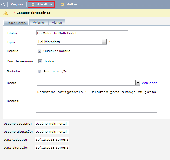 Ações: Editar o registro Deletar o registro Editar o registro: Esta ação permite efetuar alterações no cadastro