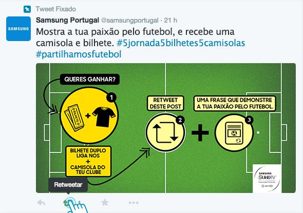 2º Passo: Faz retweet ao post da Samsung relativo ao