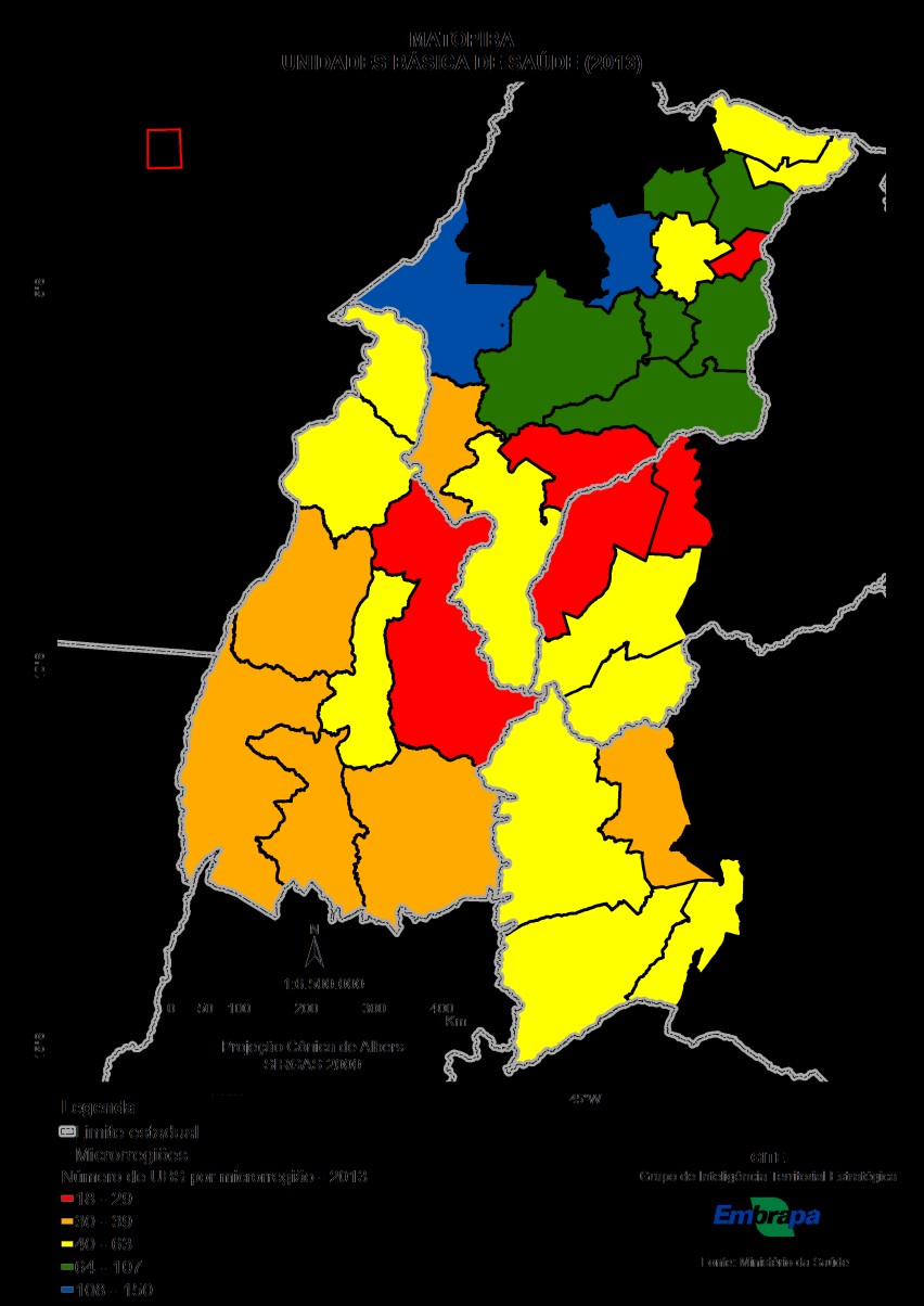 SAÚDE UNIDADES BÁSICAS DE SAÚDE UBS 2013 Microrregião Número de % UBSs Relativa % Médio Mearim - MA 150 8,1% 8,1% Imperatriz - MA 148 8,0% 16,1% Alto Mearim e Grajaú - MA 107 5,8% 21,9% Chapadas do