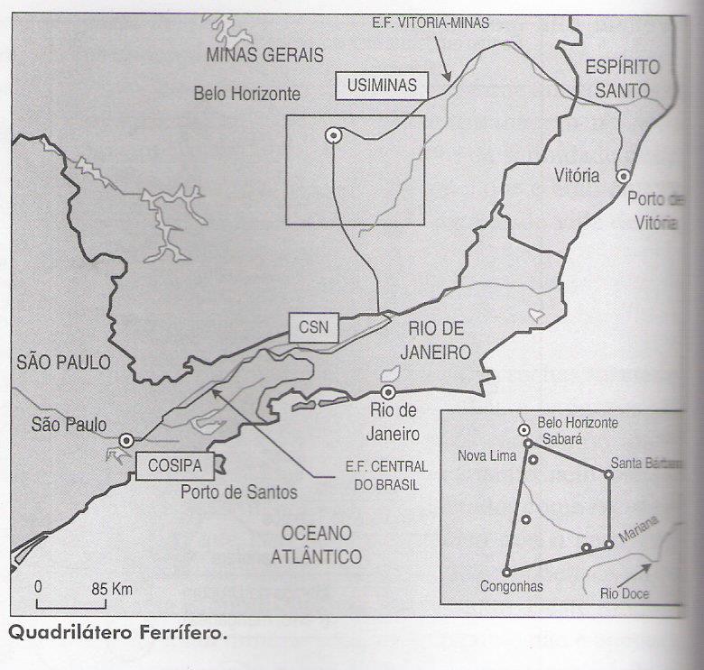 Minério de ferro É o produto mineral mais exportado pelo Brasil. O Brasil é o terceiro produtor mundial deste minério.