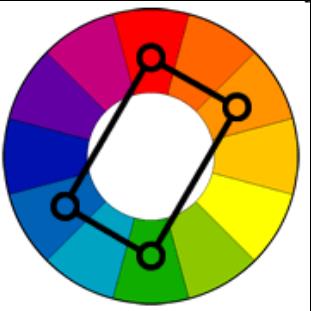 Esquema Retangular Combina quatro cores em retângulo,