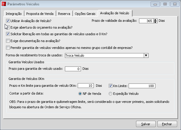 Utilizando Avaliação na Proposta Após finalizar a avaliação é possível utilizá-la em propostas para que a forma de recebimento de Troca de Veículo seja adicionada automaticamente.