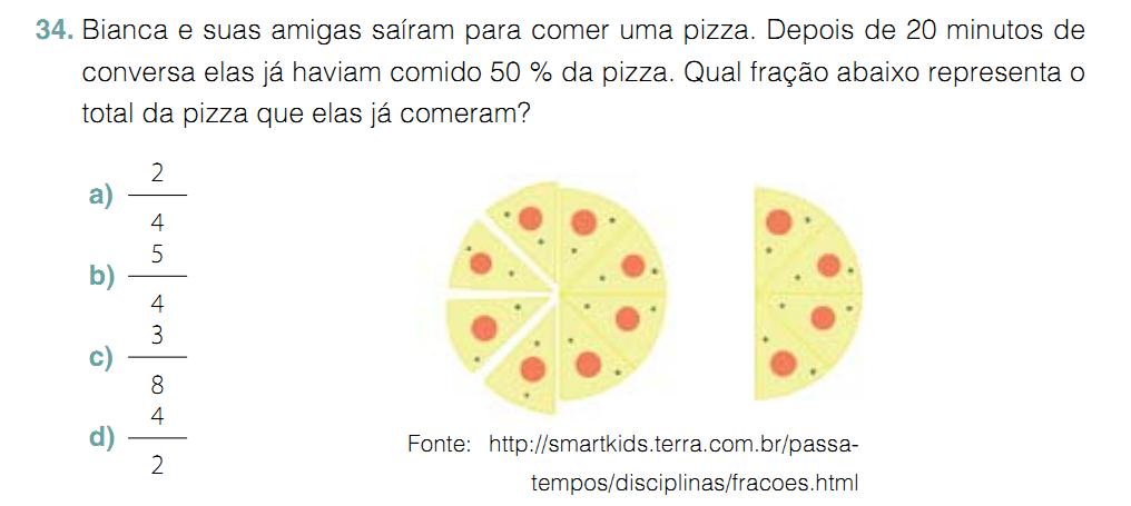 Sugestões de atividades: Habilidade 20: Identificar fração como uma representação que pode estar associada a diferentes significados¹.