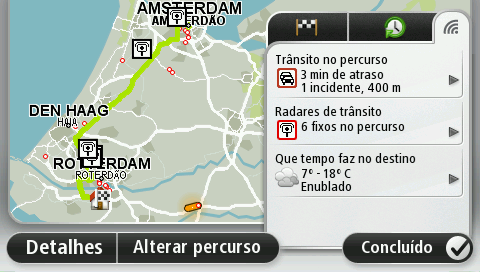 Nota: para utilizar um serviço de informações de trânsito da TomTom, poderá necessitar de uma subscrição ou um recetor. Os serviços de trânsito não estão disponíveis em todos os países ou regiões.
