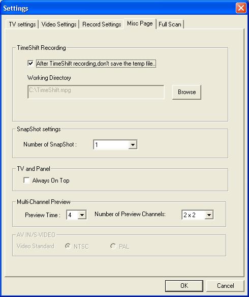 3 Separador Record settings Esta caixa de diálogo permite-lhe configurar as suas preferências para a gravação de vídeo.