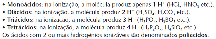 CLASSIFICAÇÃO DOS ÁCIDOS a) De acordo