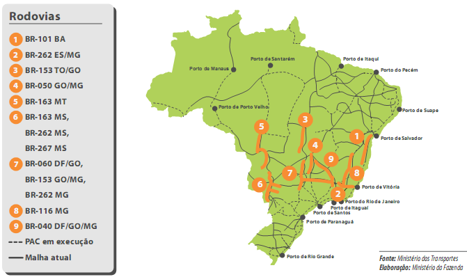 MAPA DAS CONCESSÕES DAS RODOVIAS - 2012 Mapa das Concessões das Rodovias - 2012 Por sua vez, o programa