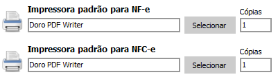 e) Configuração de impressora padrão para NF-e (modelo 55) e NFC-e (modelo 65) 4.