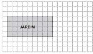 21) Na malha quadriculada desenhada abaixo, todos os quadradinhos têm o mesmo tamanho, e a parte colorida de cinza representa o jardim da casa de Luísa.