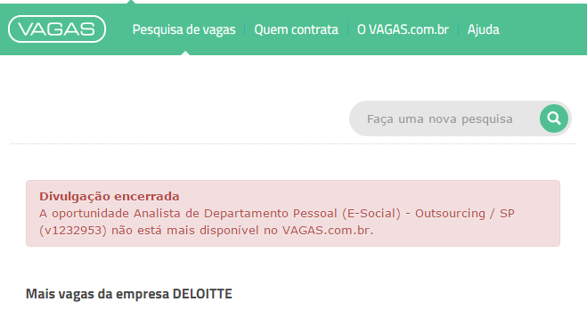 Vaga na Deloitte (empresa de Auditoria) COM o esocial ESOCIAL -