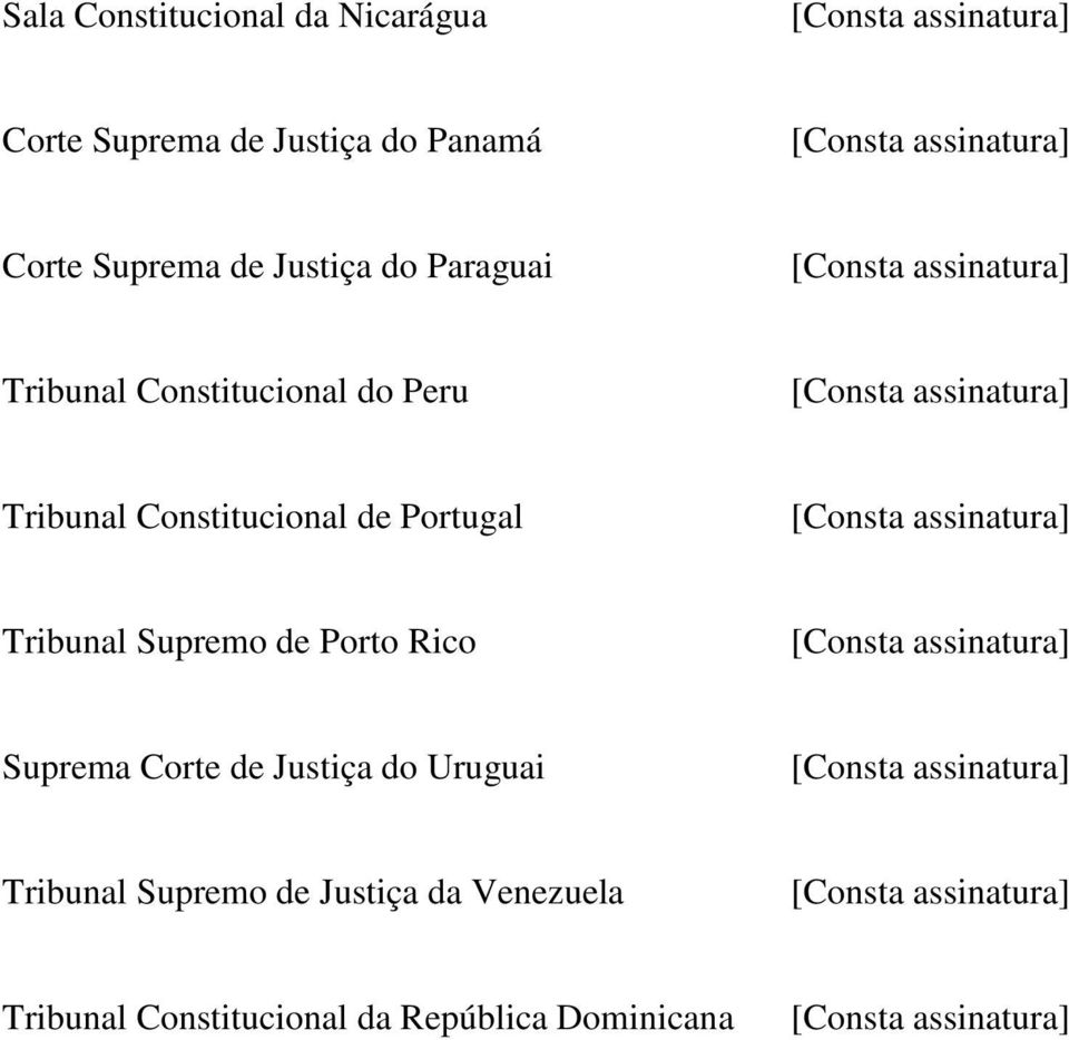 Portugal Tribunal Supremo de Porto Rico Suprema Corte de Justiça do Uruguai