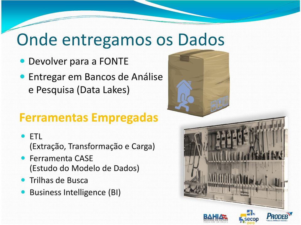 Empregadas ETL (Extração, Transformação e Carga) Ferramenta