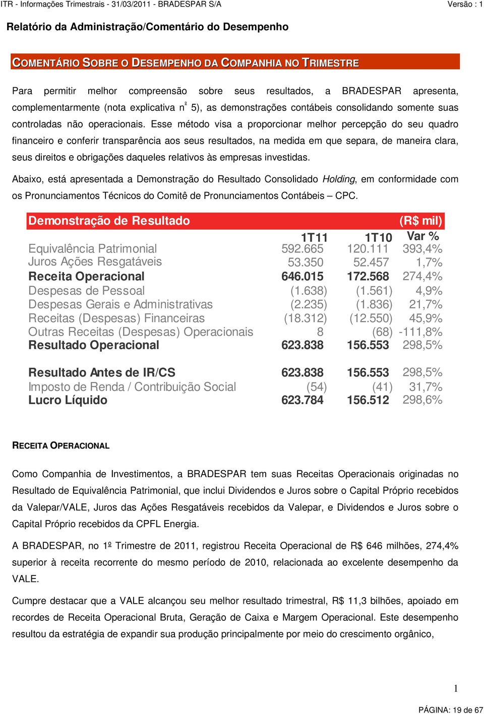 Esse método visa a proporcionar melhor percepção do seu quadro financeiro e conferir transparência aos seus resultados, na medida em que separa, de maneira clara, seus direitos e obrigações daqueles